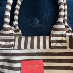 Henri Bendel canvas magazine tote stripe NWOT